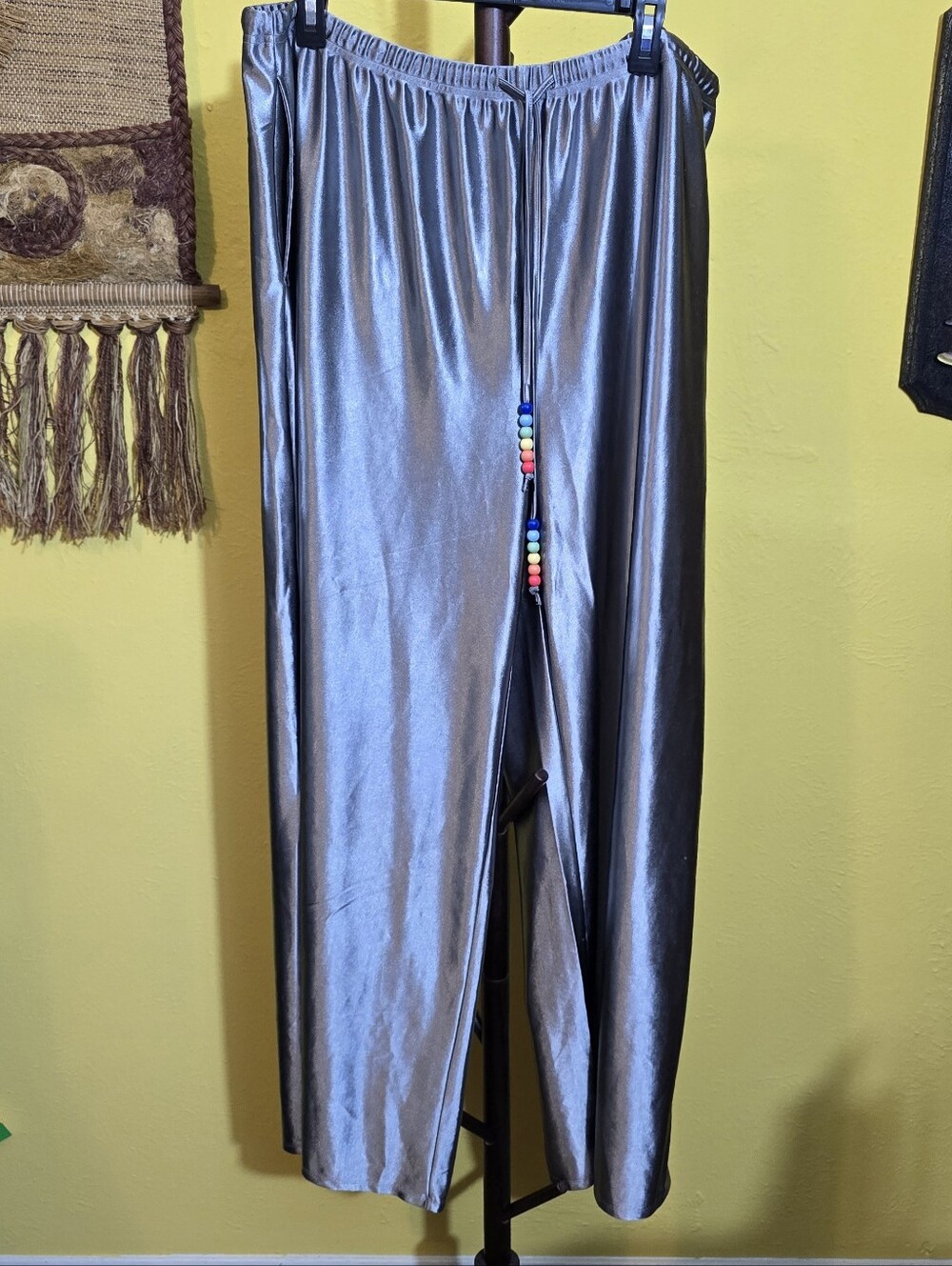 La La Women’s Metallic Silver Wide-Leg Pants Sz 3X